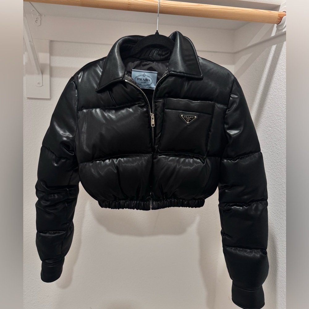 PRADA Cropped Satin-Finish Puffer Jacket – IT 40 (US Small) – NWT – Rare